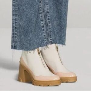 Sorel Brex Heel Women's Two-Tone Zip Front Chunky Heel Booties